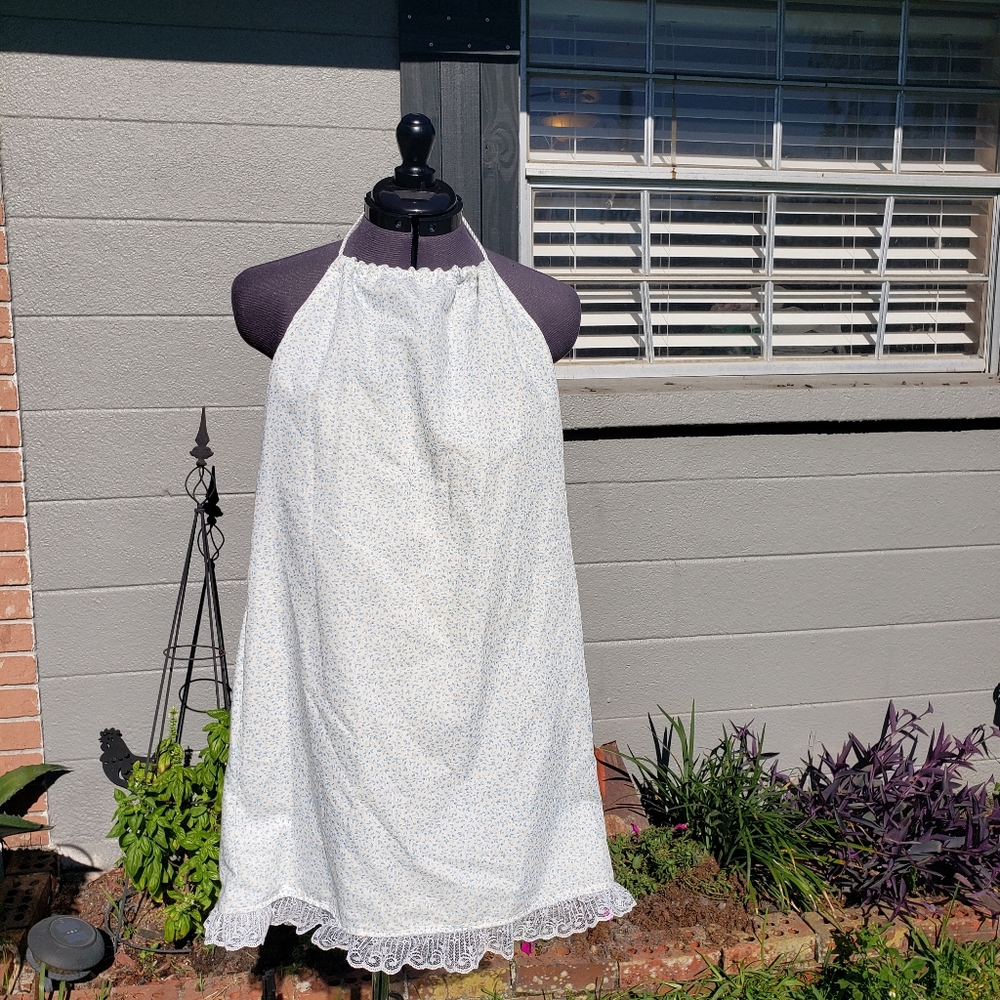 Size Small Handmade Sundress White Blue Lace Lined